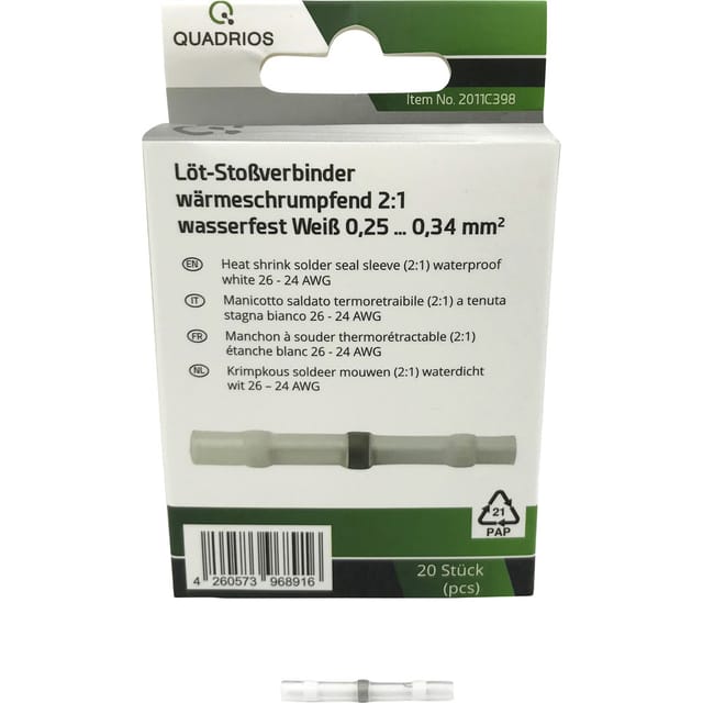 QUAD 2011C398 - Löt-Stoßverbinder-Sortiment, Weiß - 0.25 ... 0.34 mm² - 20 tlg.
