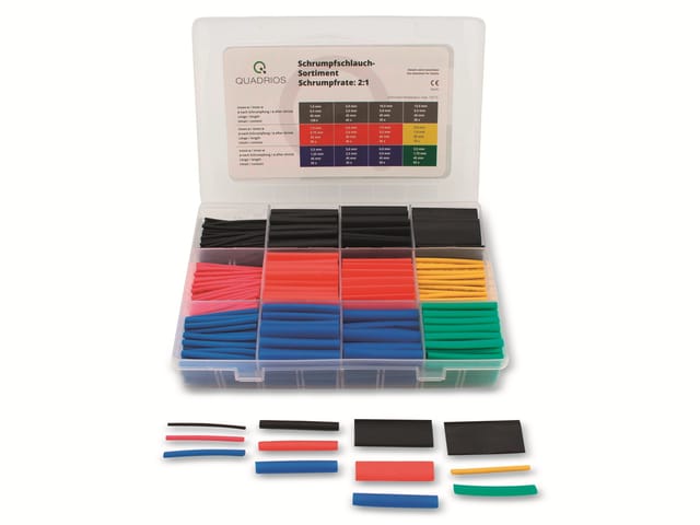QUAD 2103CA001 - Schrumpfschlauch-Set - Industrieqaulität 2:1, bunt, 620 teilig