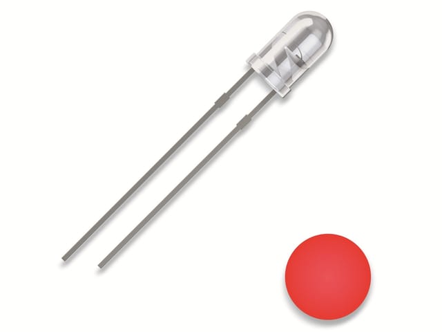 QUAD 2111O173 - LED, 3 mm bedrahtet, rot, 2500 mcd, 25°