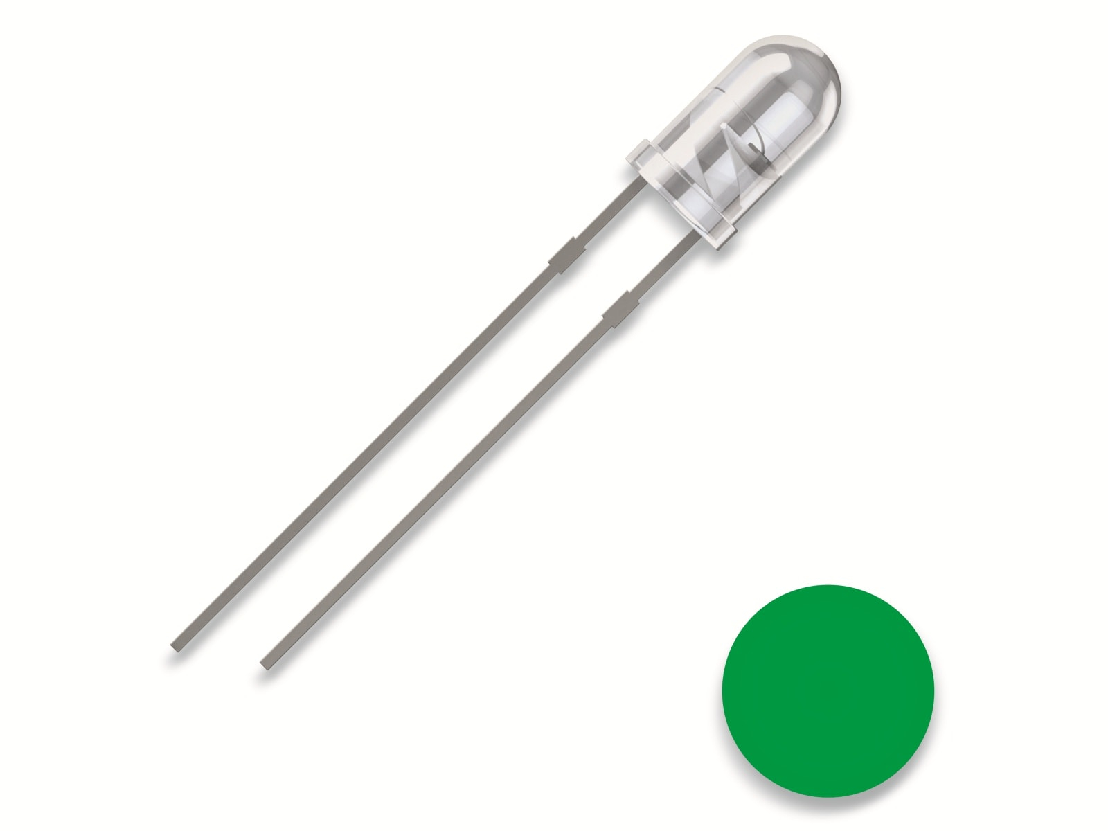 QUAD 2111O176 - LED, 3 mm bedrahtet, grün, 8000 mcd, 25°