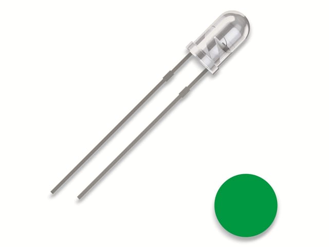 QUAD 2111O176 - LED, 3 mm bedrahtet, grün, 8000 mcd, 25°