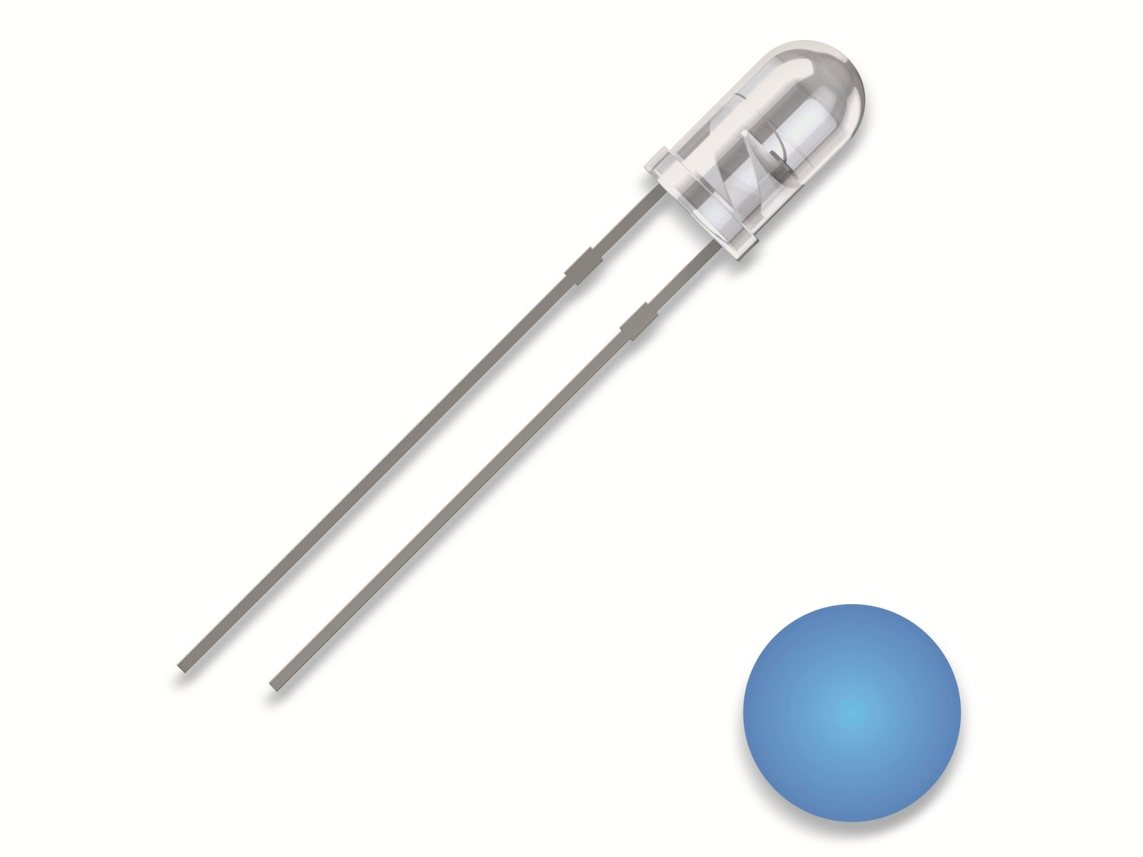 QUAD 2111O175 - LED, 3 mm bedrahtet, blau, 2500 mcd, 25°