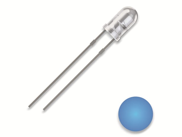 QUAD 2111O175 - LED, 3 mm bedrahtet, blau, 2500 mcd, 25°