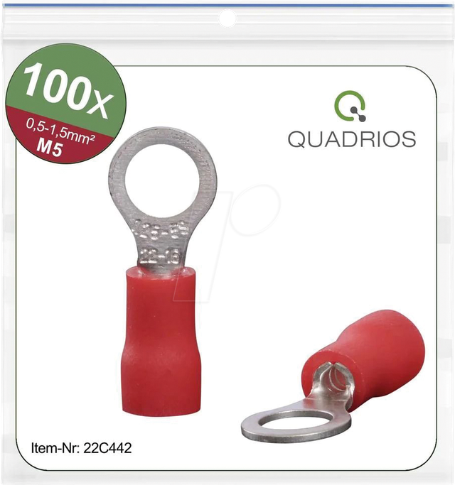 QUAD 22C442 - Ringkabelschuhe M5 0,5 - 1,5 mm² 100 St.