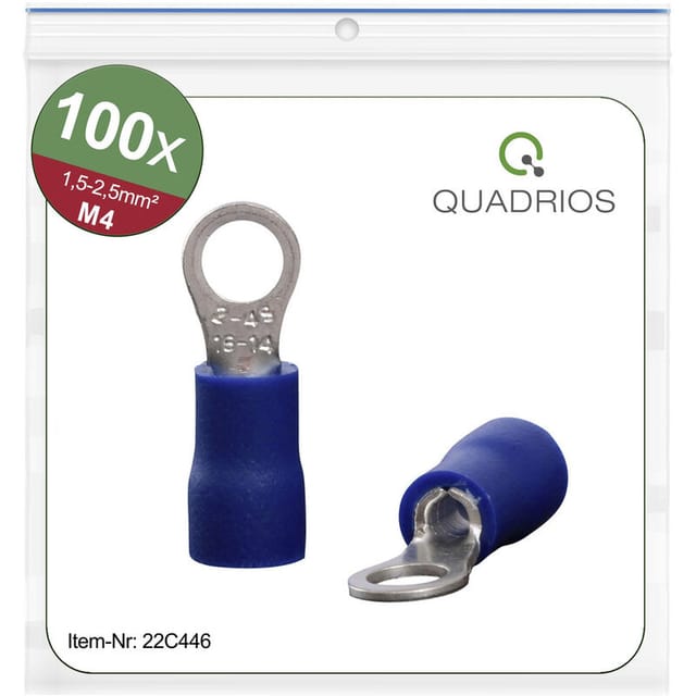 QUAD 22C446 - Ringkabelschuhe M4 1,5-2,5 mm² 100 St.