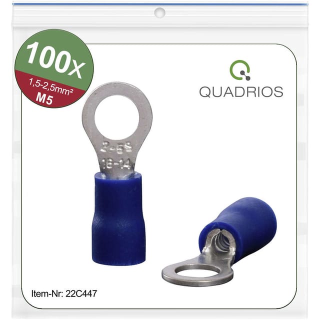QUAD 22C447 - Ringkabelschuhe M5 1,5-2,5 mm² 100 St.