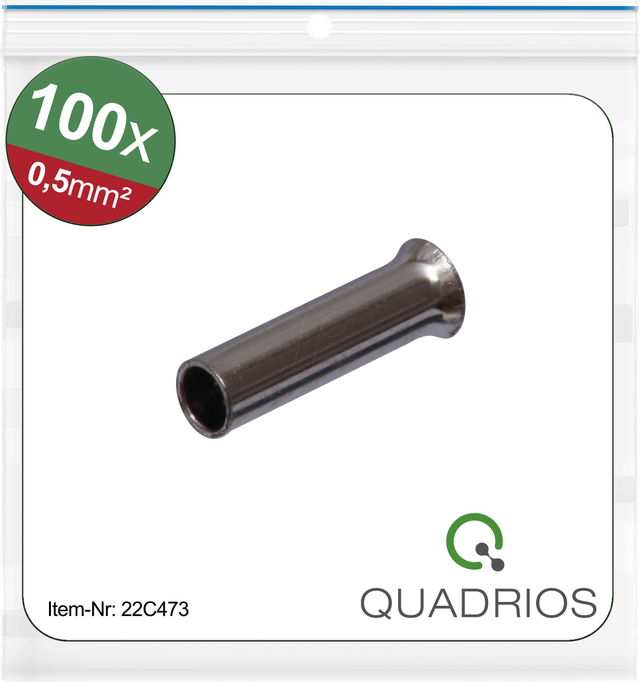QUAD 22C473 - Aderendhülsen, unisoliert, 100 Stück, 0,5 mm²