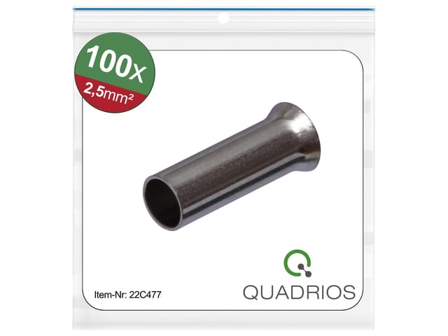 QUAD 22C477 - Aderendhülsen, unisoliert, 100 Stück, 2,5 mm²