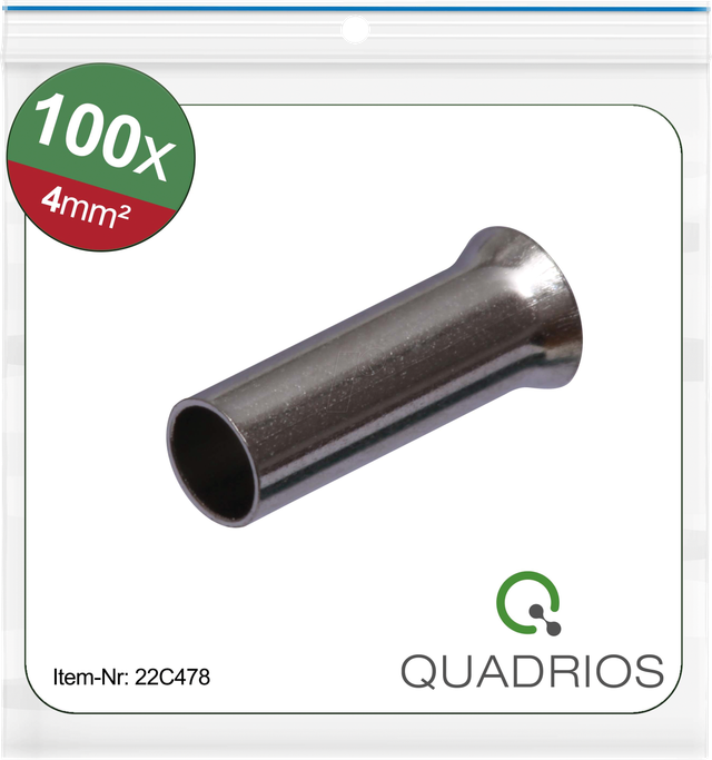 QUAD 22C478 - Aderendhülsen, unisoliert, 100 Stück, 4 mm²