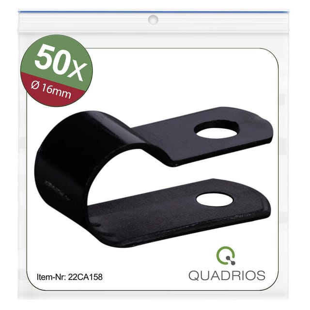 QUAD 22CA158 - Kabelschellen Set 50 St. Schwarz 16 R