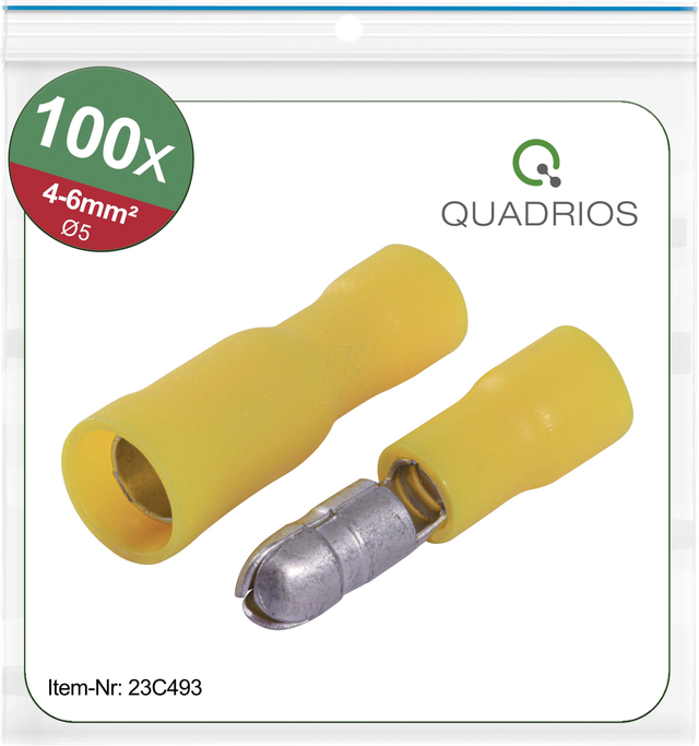 QUAD 23C493 - Rundstecker-hülsen 5 mm Set, 4 - 6 mm², gelb