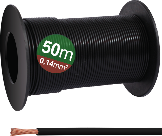 QUAD 23CW021 - Schaltlitze, 0,14 mm², schwarz, 50m Spule