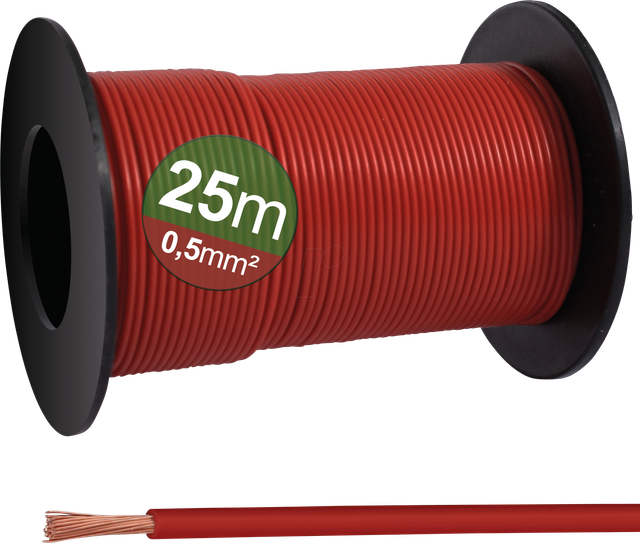 QUAD 23CW024 - Schaltlitze, 0,5 mm², rot, 25m Spule