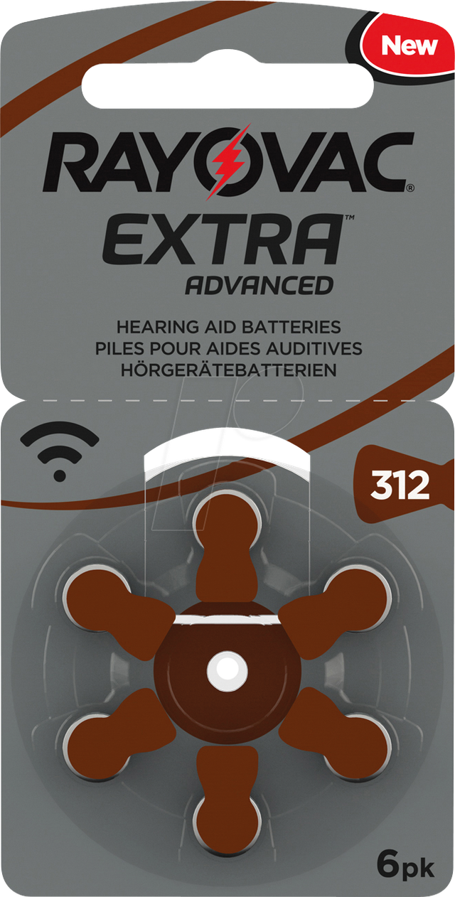 RAYOVAC AID 312 - Hörgerätebatterie, Zink-Luft, 7,8x3,5 mm, Aid 312, 6er-Pack