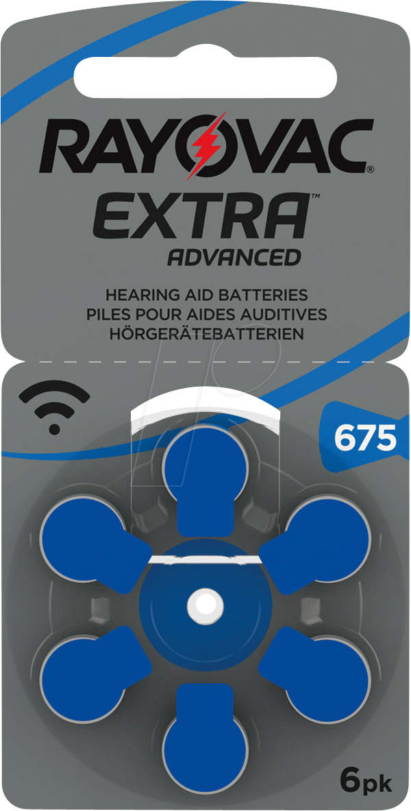 RAYOVAC AID 675 - Hörgerätebatterie, Zink-Luft, 11,6x5,4 mm, Aid 675, 6er-Pack