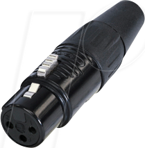 REAN RC3F-BAG - XLR Kabelbuchse 3-polig, schwarz verchromtes Gehäuse