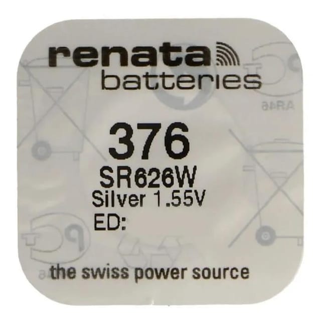 RENATA 376 - Silberoxid-Knopfzelle, 376, 27 mAh, 6,8 x 2,6 mm
