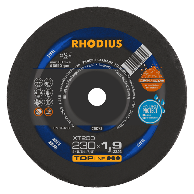 RHO 210233 - Trennscheibe, Stahl, 230 mm, 1,9 mm, XT200, 22,23 mm