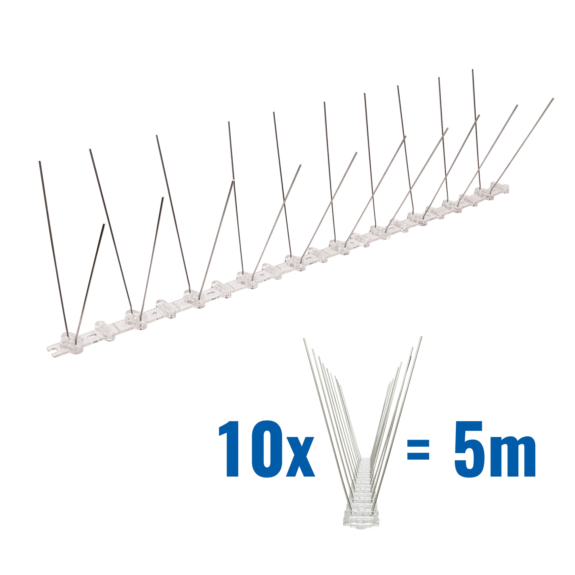 5 Meter (10 X 0,5m) Taubenspikes 2-reihig Auf Polycarbonat - Hochwertige Lösung Für Vogelabwehr Taubenabwehr Spikes