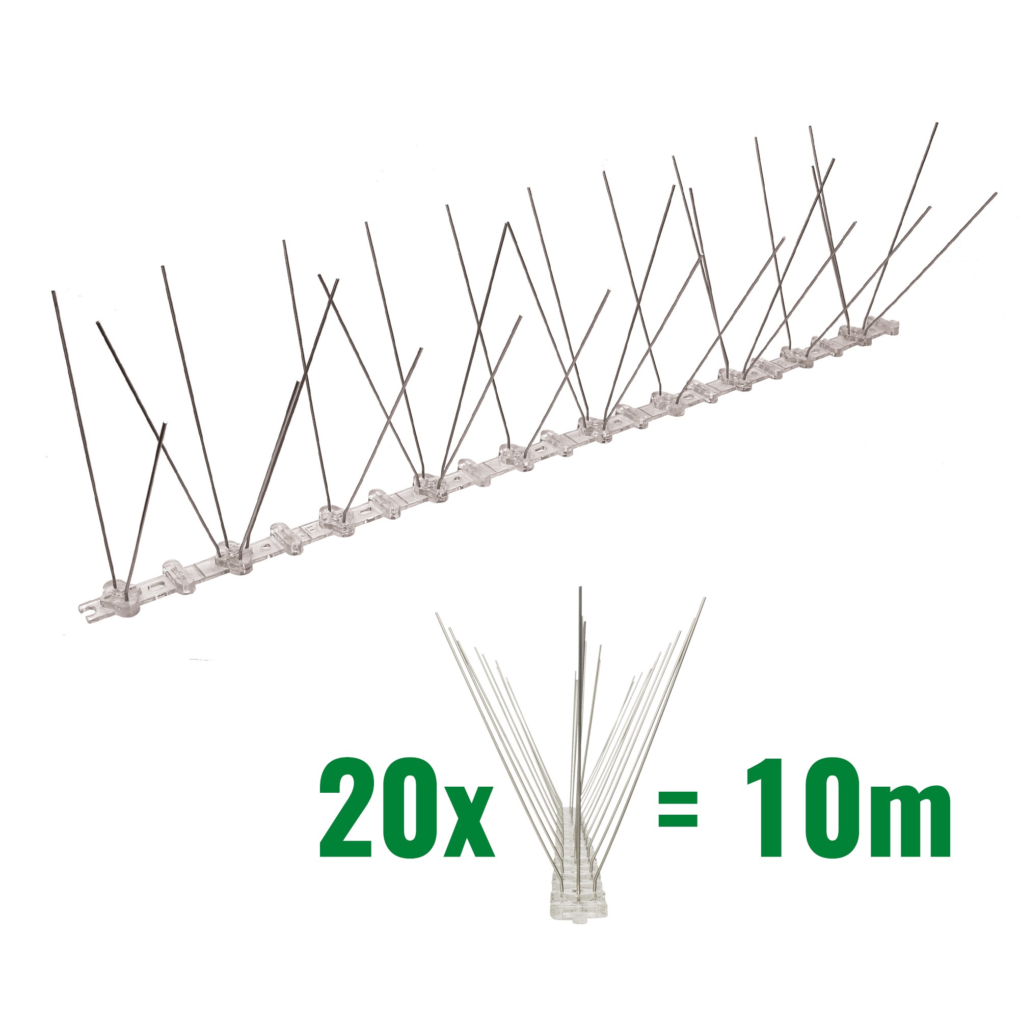 10 Meter (20 X 0,5m) Taubenspikes 3-reihig Auf Polycarbonat - Hochwertige Lösung Für Vogelabwehr Taubenabwehr Spikes