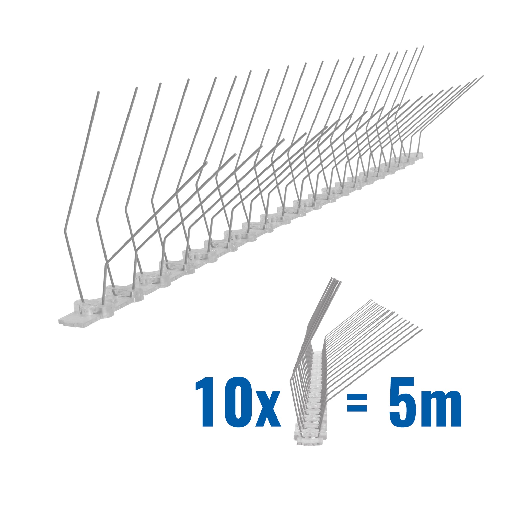 5 Meter (10 X 0,5m) Taubenspikes Dachrinne 2-reihig Auf Polycarbonat - Hochwertige Lösung Für Vogelabwehr Taubenabwehr Spikes