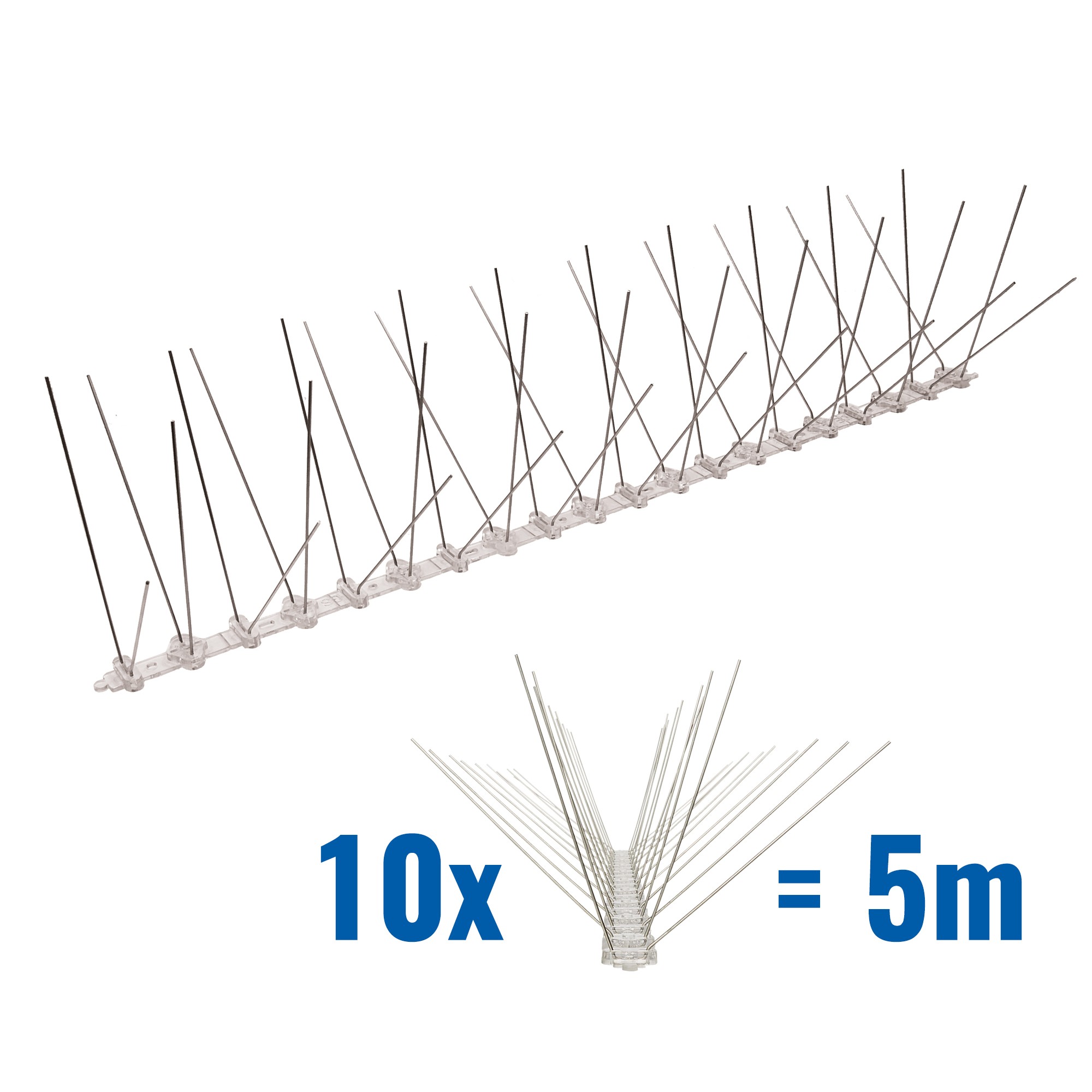 Pestsystems - Taubenspikes 5 M (10 × 0,5 M) – 4-reihig Auf Polycarbonat – Vogelabwehr Spikes Für Balkon, Dachrinne, Fensterbrett & Mauerkante – Effektive Taubenabwehr