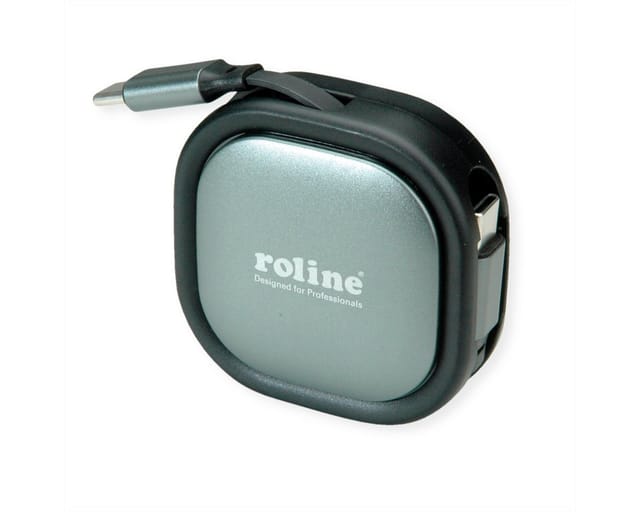 ROLINE 11028420 - USB 2.0 Kabel, Aufrollbar, C Stecker auf C Stecker, schwarz, 1,2