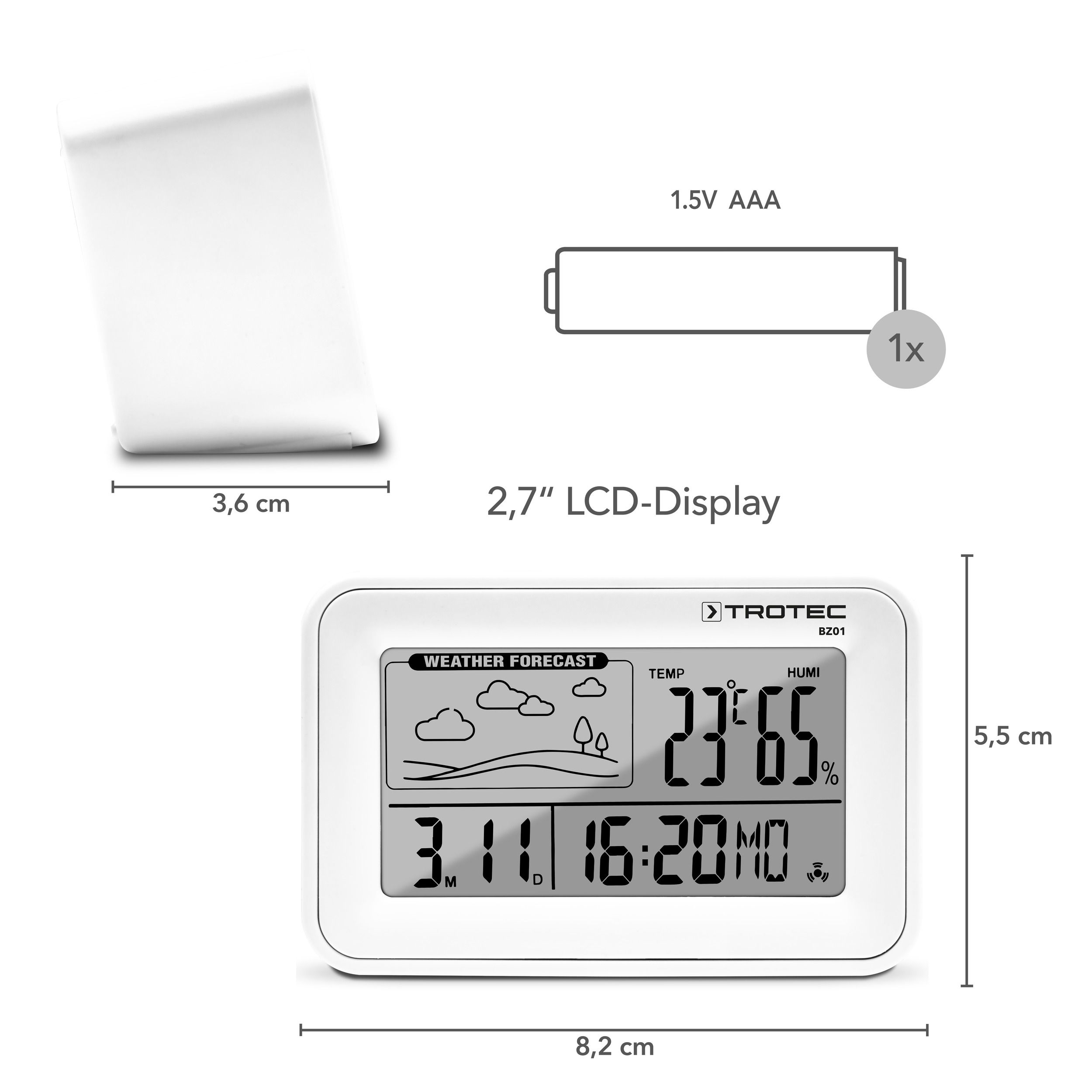 Digital-Wecker mit Wetterstation BZ01 Bild 3