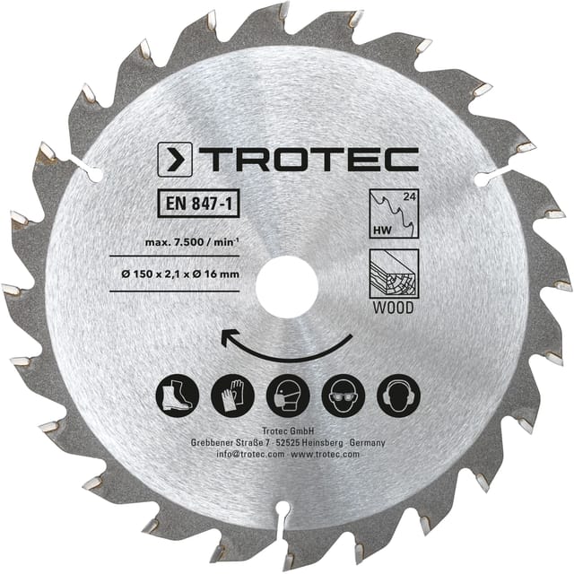 Holzkreissägeblätter-Set Ø 150 mm (24 Zähne), 3-teilig