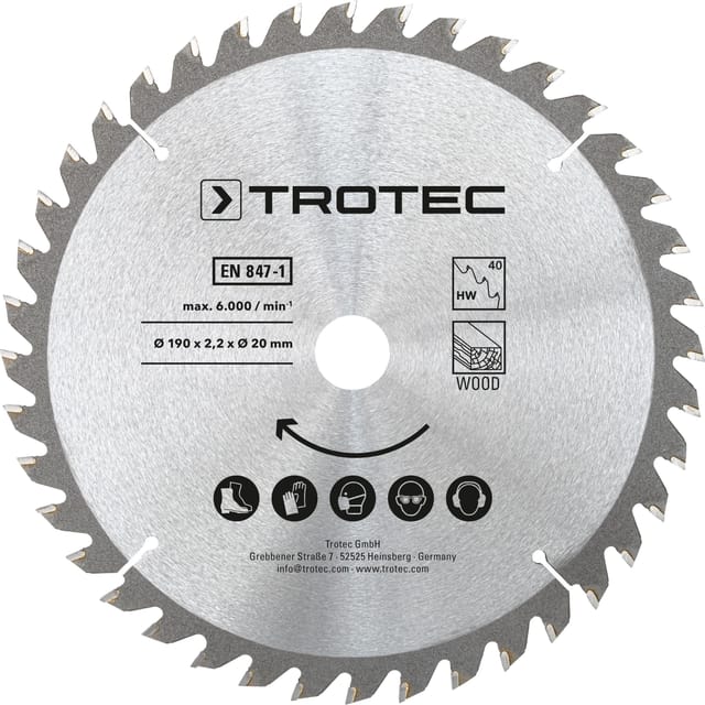 Holzkreissägeblätter-Set Ø 190 mm (40 Zähne), 3-teilig