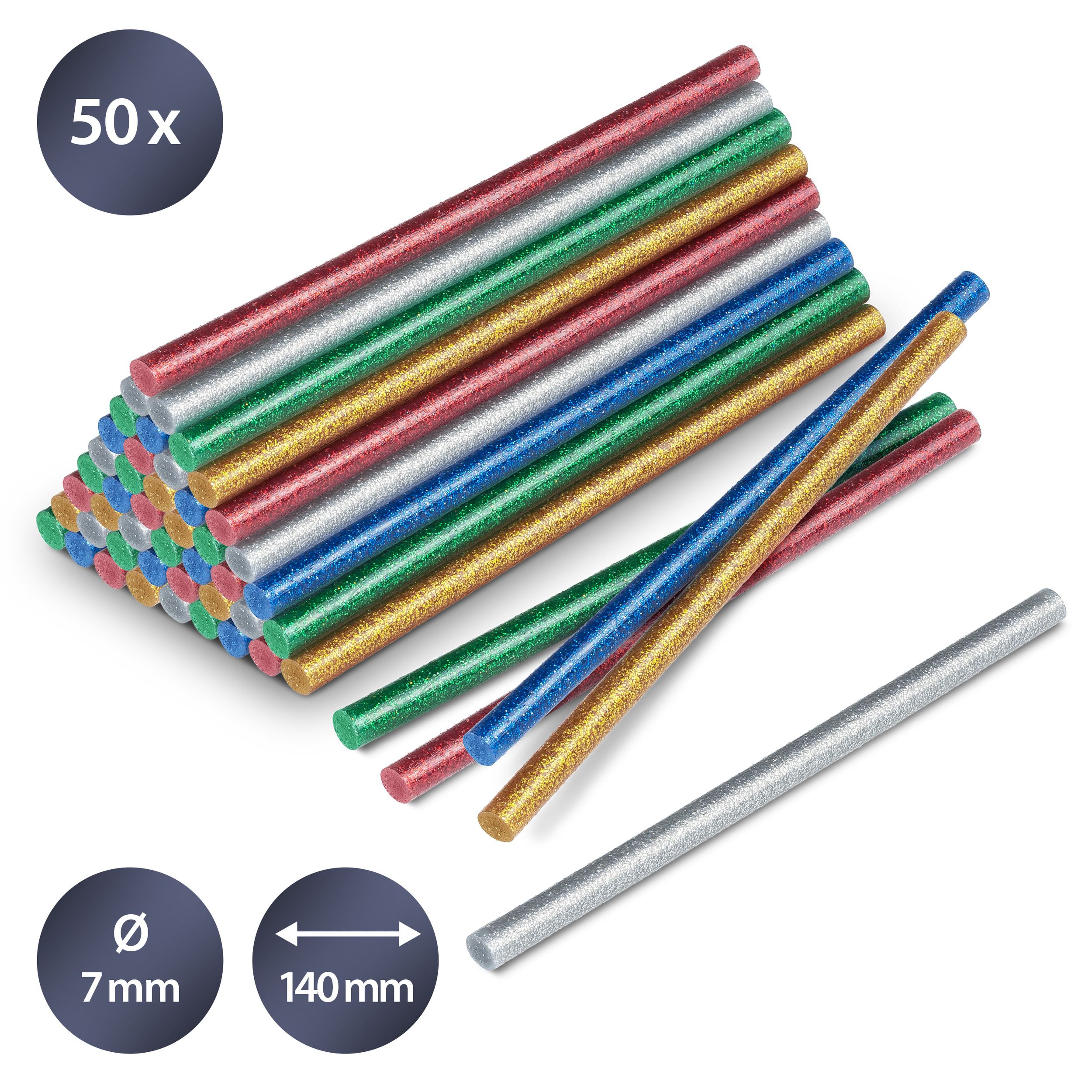 Heissklebestifte-Set Glitzer, 50 Stück (Ø 7 mm) Bild 3