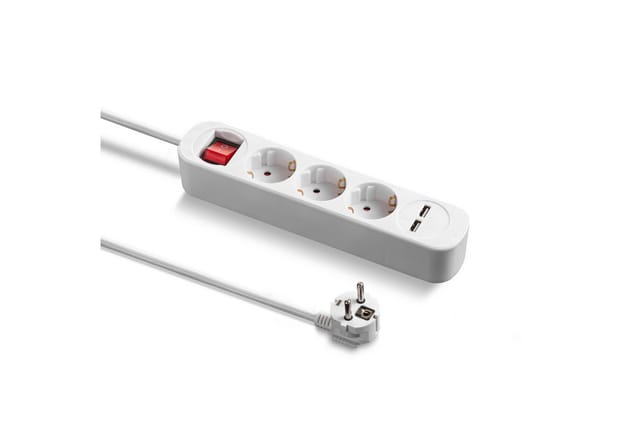 Steckdosenleiste PVH3 mit 2 USB-Ladebuchsen