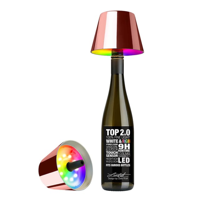 Sompex Top 2.0 RGB LED Akkuleuchte & Flaschenaufsatz Rosegold