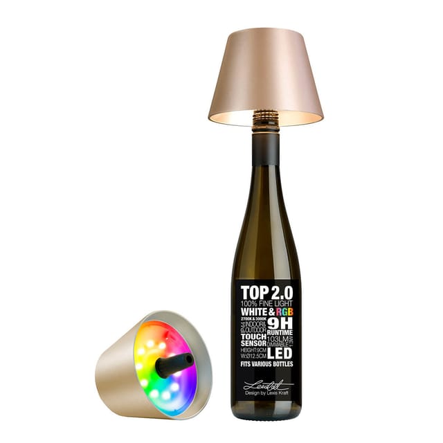 Sompex Top 2.0 RGB LED Akkuleuchte & Flaschenaufsatz champagner