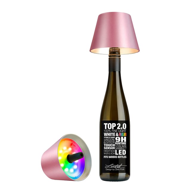 Sompex Top 2.0 RGB LED Akkuleuchte & Flaschenaufsatz pink metallic