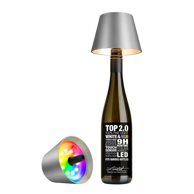 Sompex Top 2.0 RGB LED Akkuleuchte & Flaschenaufsatz graphit