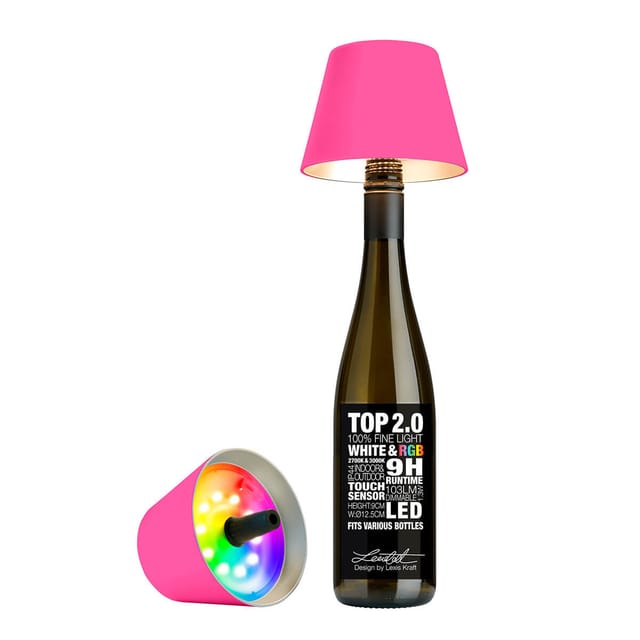 Sompex Top 2.0 RGB LED Akkuleuchte & Flaschenaufsatz neon pink