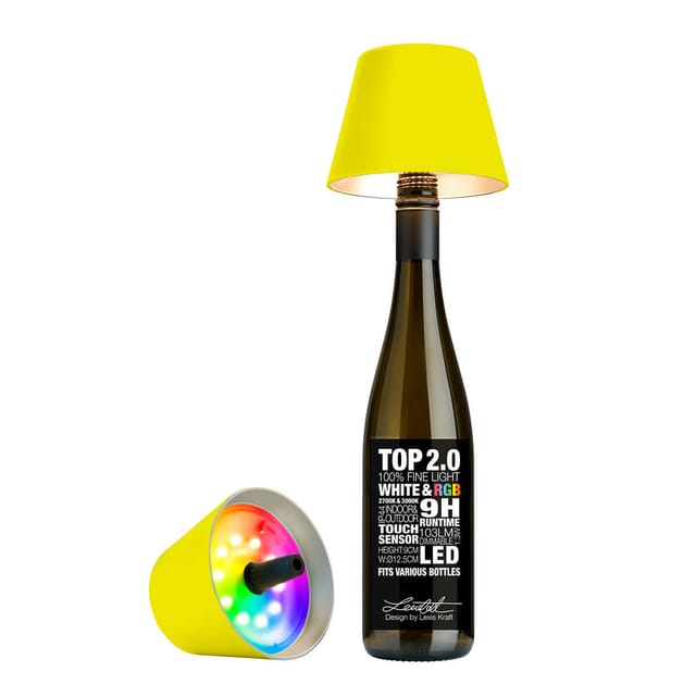 Sompex Top 2.0 RGB LED Akkuleuchte & Flaschenaufsatz neon gelb