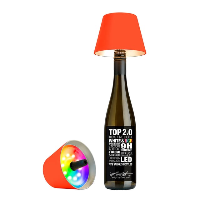 Sompex Top 2.0 RGB LED Akkuleuchte & Flaschenaufsatz neon orange