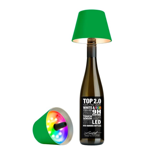 Sompex Top 2.0 RGB LED Akkuleuchte & Flaschenaufsatz neon grün