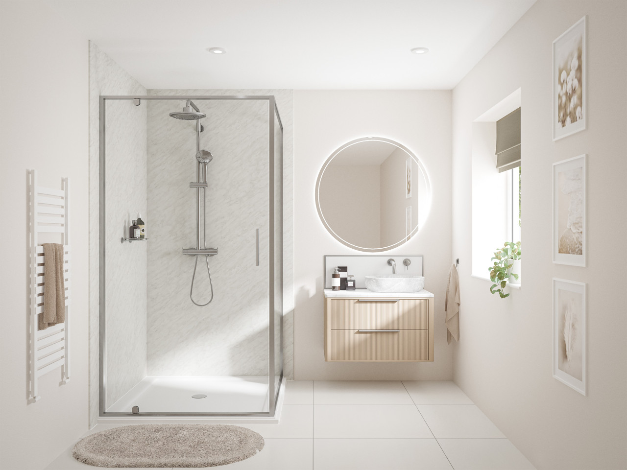 Wetwall Elite Wandpaneel Carrara Marble 16 x 260 cm mit abgerundeter Abschlusskante Bild 5