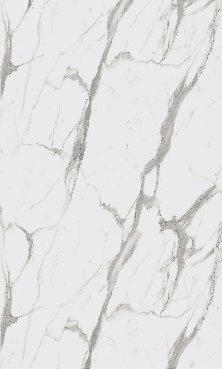 Wetwall Elite Wandpaneel Calacatta Statuario 120 x 260 cm mit abgerundeter Abschlusskante
