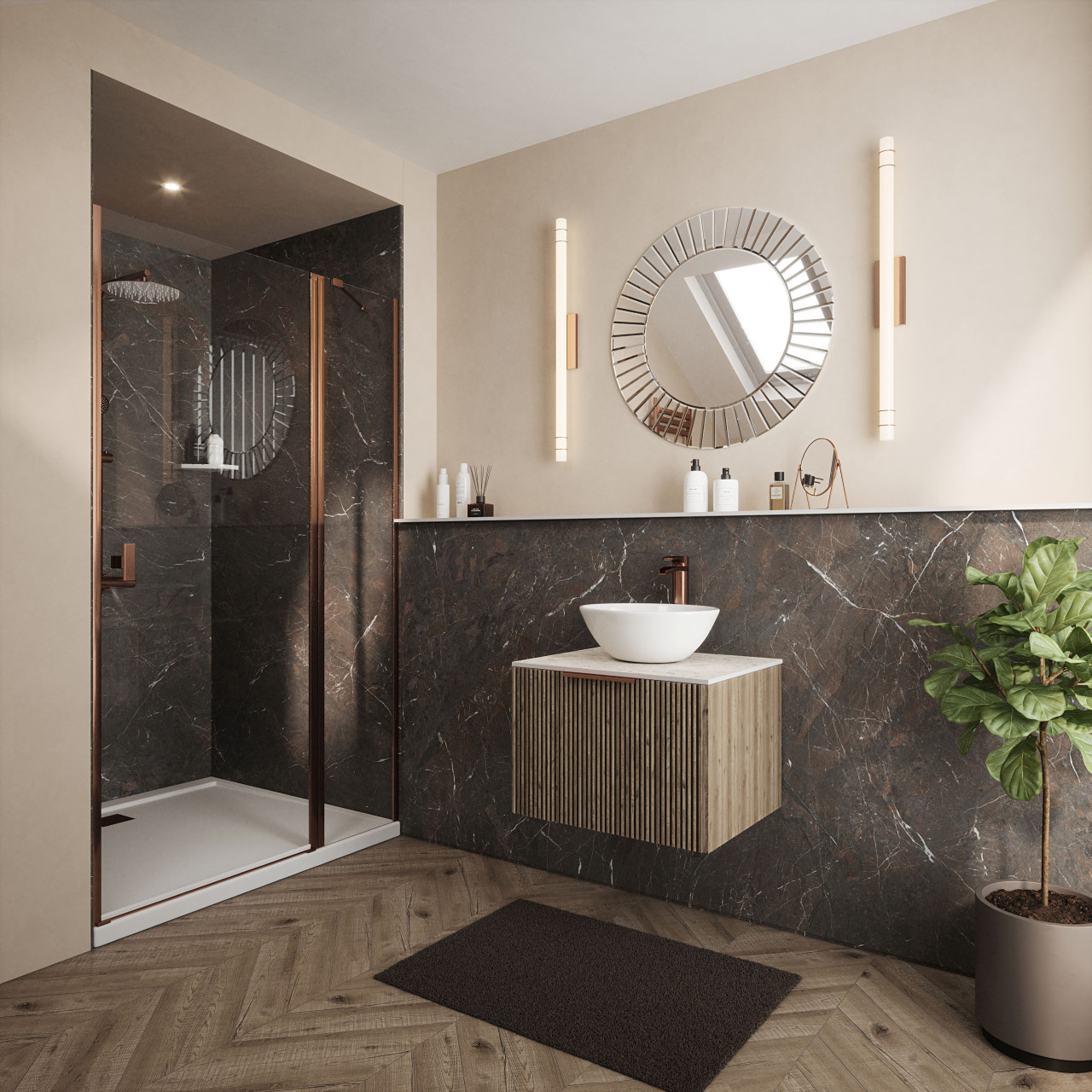 Wetwall Elite Wandpaneel Rosso Levanto 120 x 260 cm mit abgerundeter Abschlusskante Bild 3
