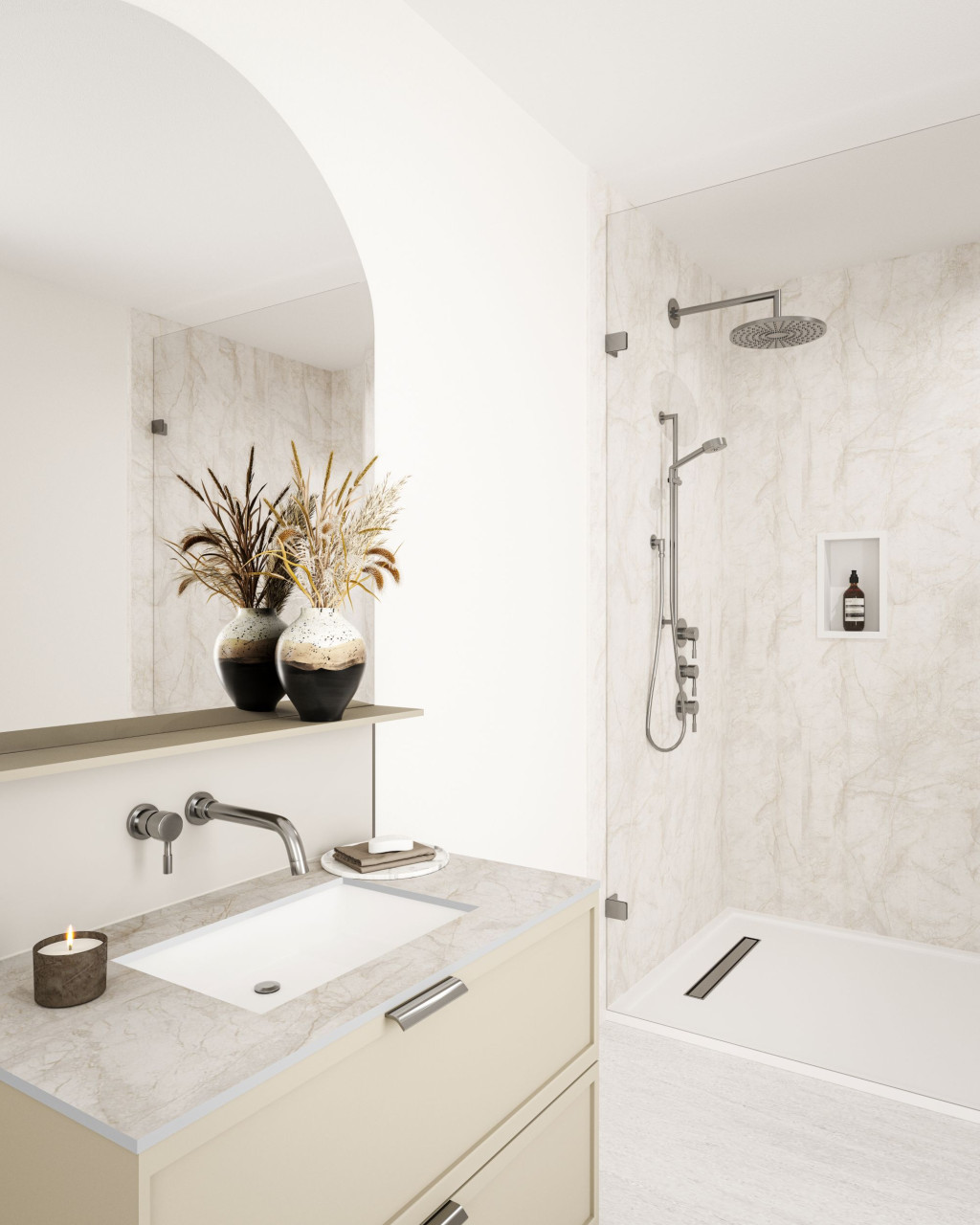 Wetwall Elite Wandpaneel Himalayan Marble 60 x 260 cm mit Nut & Feder