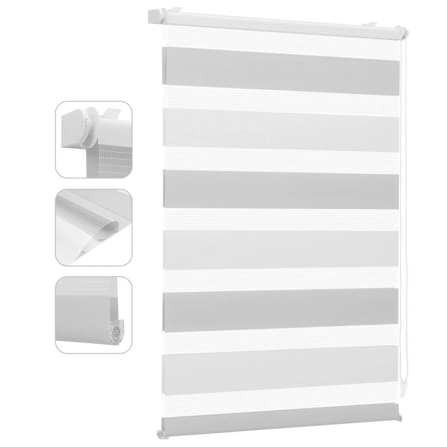 Sekey Zebra Doppelrollo Zweifarbig Klemmfix ohne Bohren Sichtschutz Weiß & Grau 85x130cm