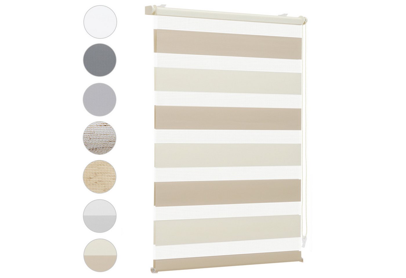 Sekey Zebra Doppelrollo Zweifarbig Klemmfix ohne Bohren Sichtschutz Beige & Braun 50x130cm Bild 2