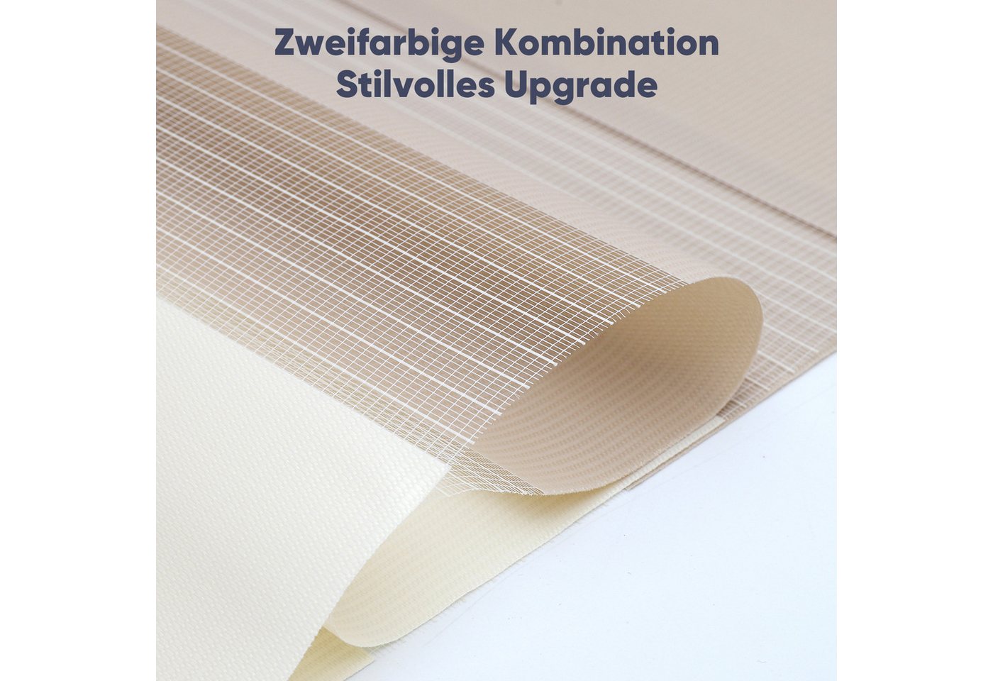 Sekey Zebra Doppelrollo Zweifarbig Klemmfix ohne Bohren Sichtschutz Beige & Braun 50x130cm Bild 5