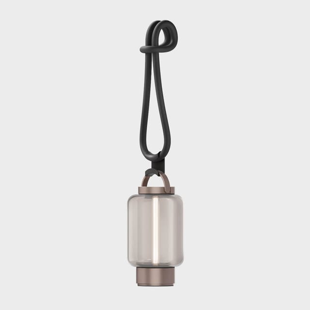 IP44.DE Qu LED Akkuleuchte mit Rope Aufhängung bright bronze (Bronze), Glas: Amber