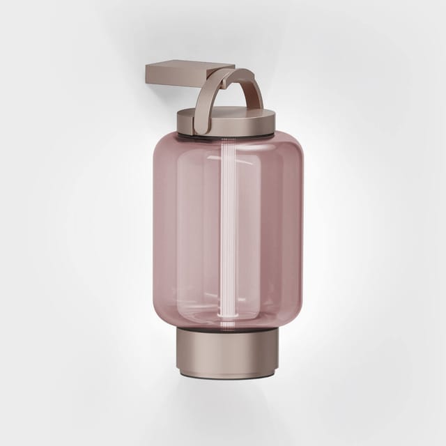 IP44.DE Qu LED Akkuleuchte mit Hook Wandhalterung bright bronze (Bronze), Glas: Rosé