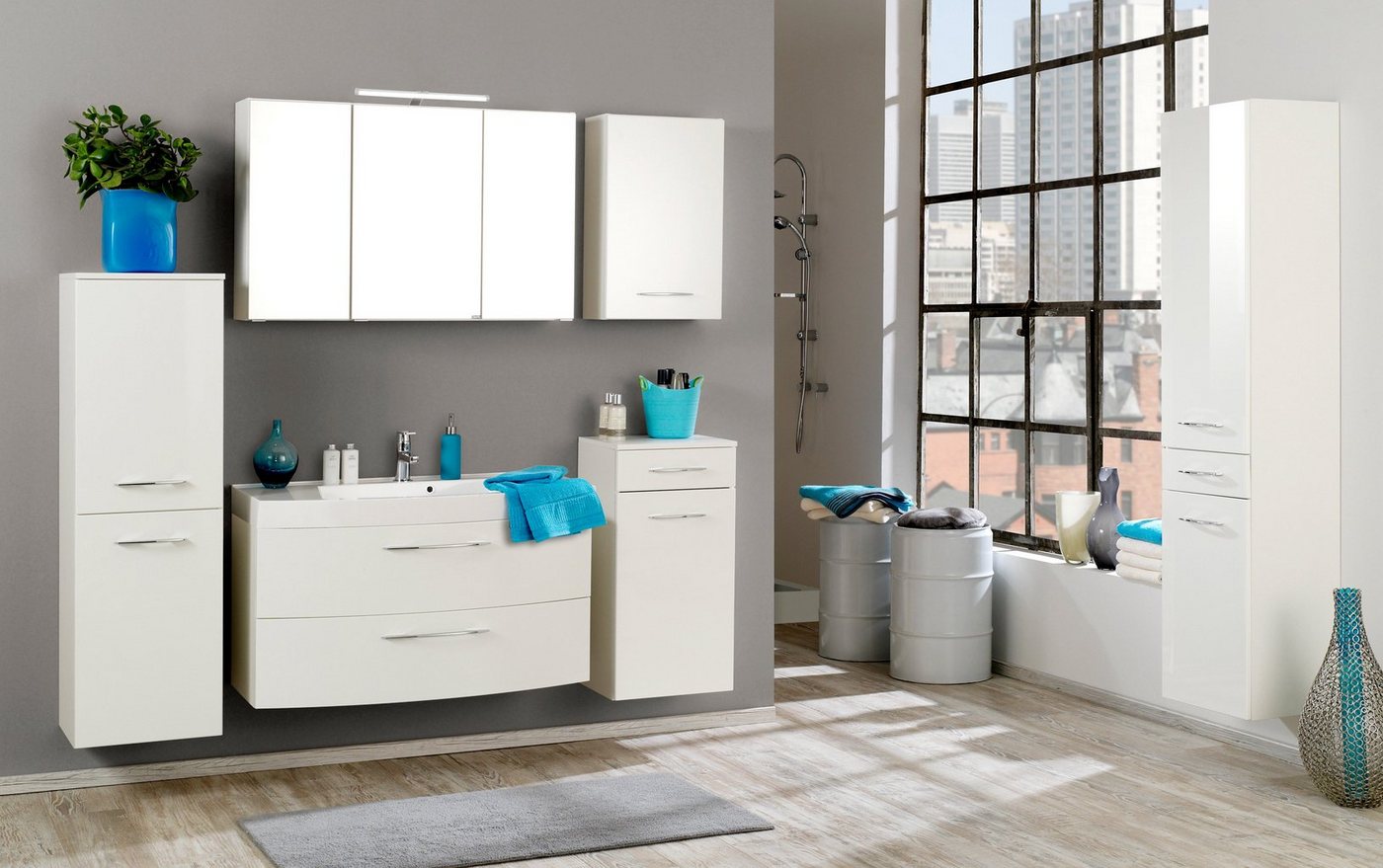 welltime Spiegelschrank Florida Breite 100 cm, mit LED-Beleuchtung